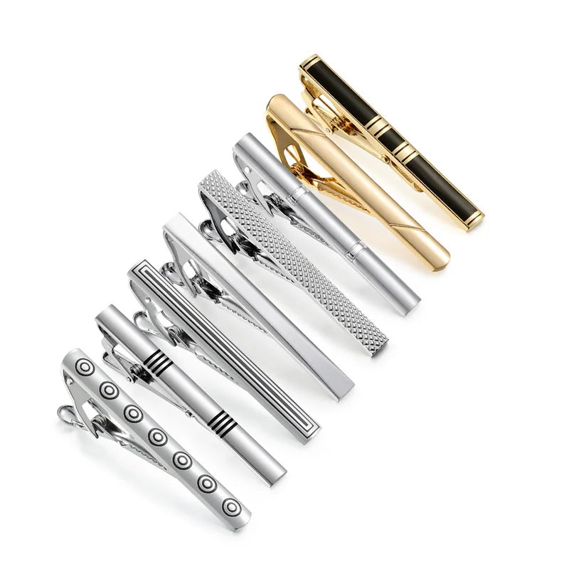 7/8 PCS Tie Clips Set With Gift Box Wedding Guest Gift Luxury Men's Jewelry Business Man Shirt Cufflinks Gift For Husband