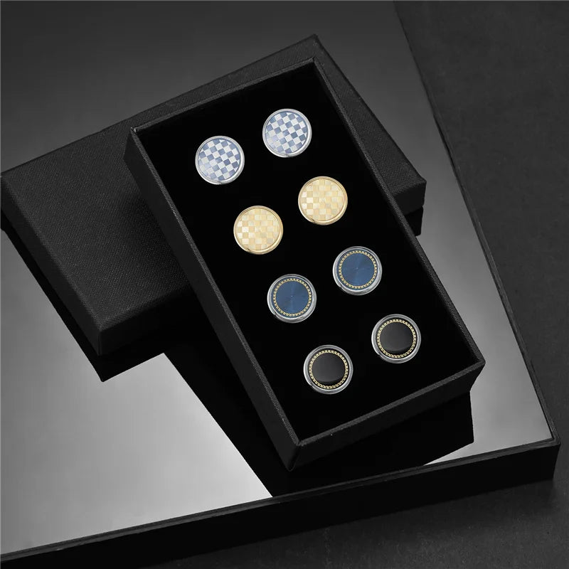 4 Pairs Cufflinks Set CuffLinks For Mens Wedding Souvenirs Groomsmen Gift Man Shirt Cufflink With Box Luxury Jewelry Tie Clips