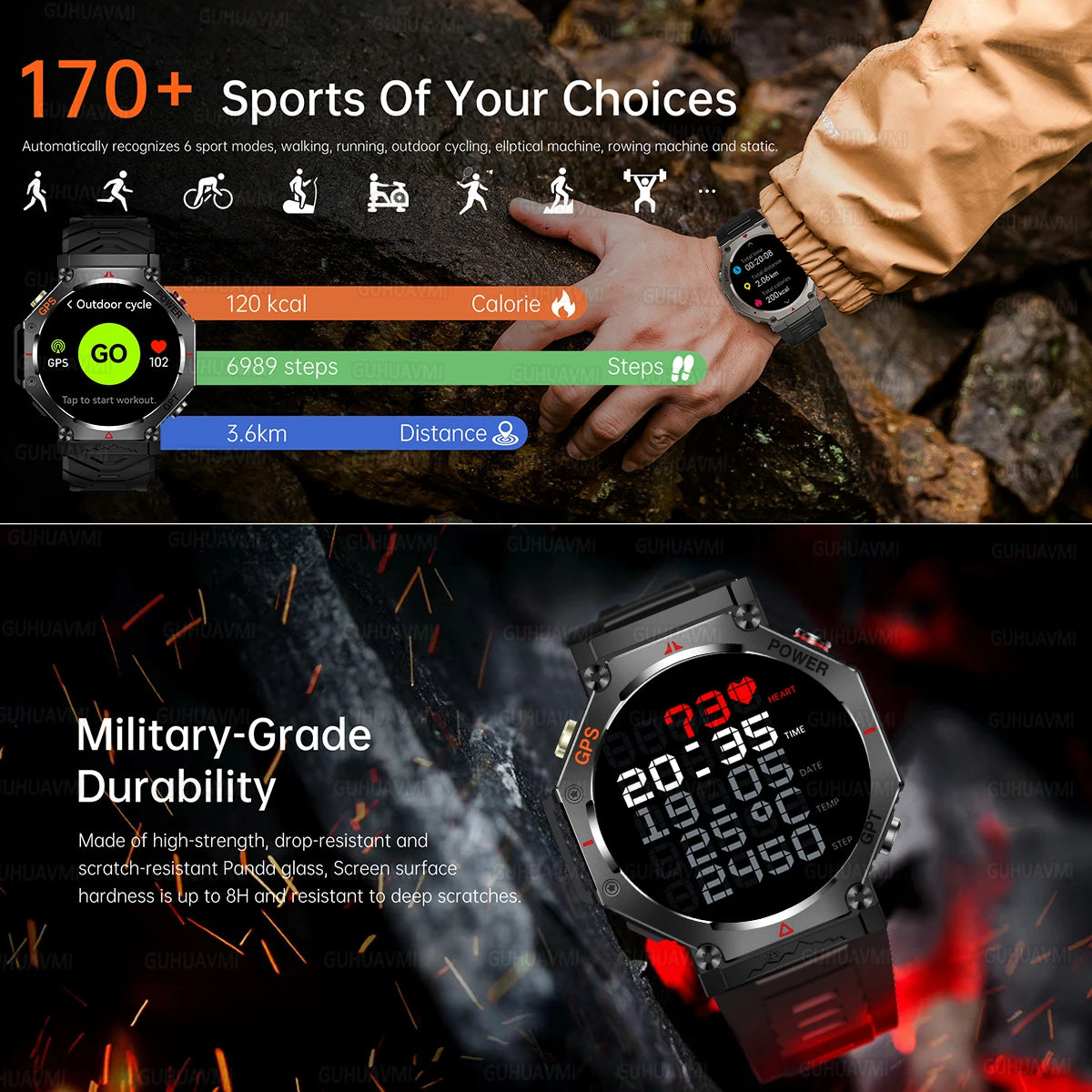 T-Rex 3 Ultra Smart Watch – 10ATM Waterproof GPS Military Sports Watch for Men