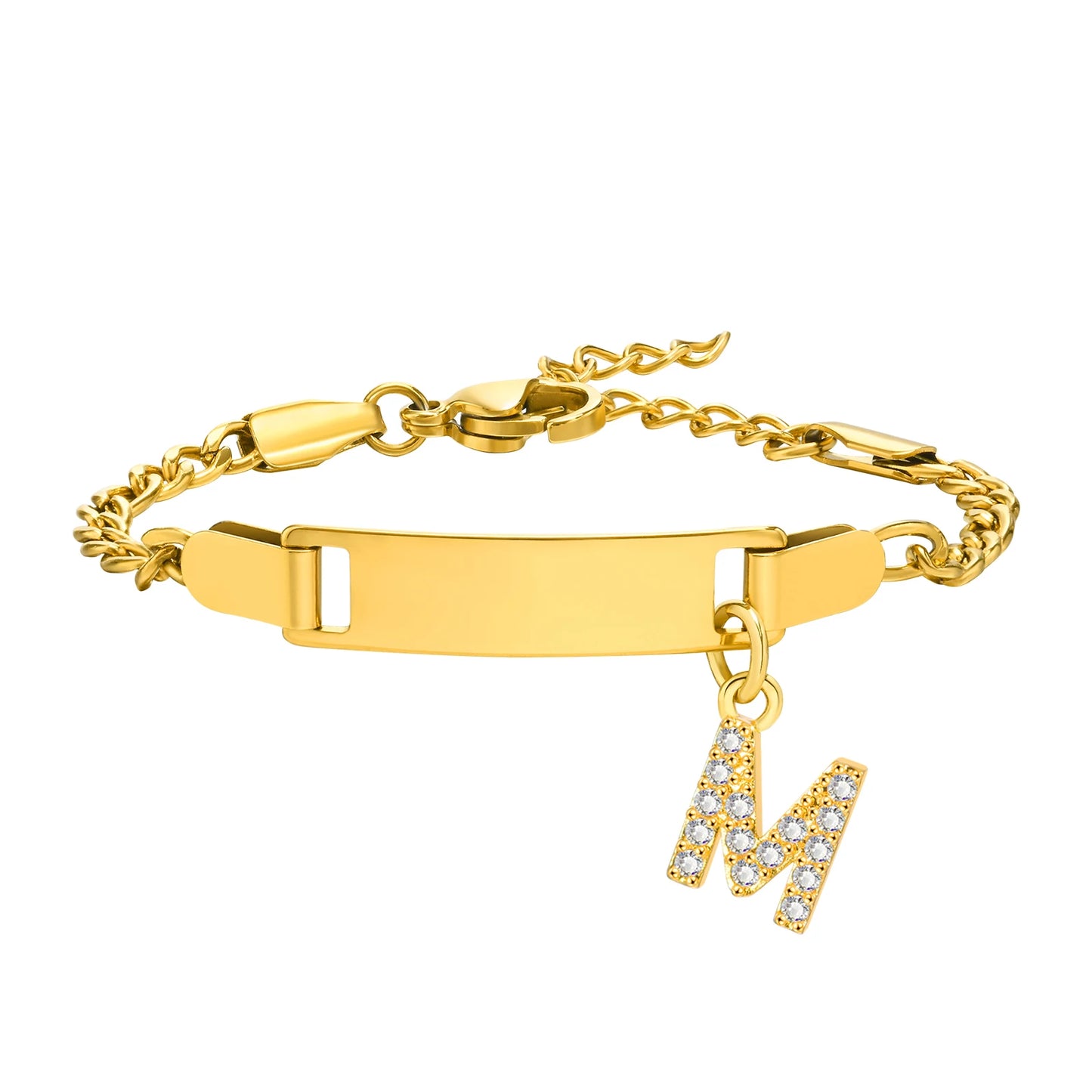 Personalized Name Bracelet With Initials for Boy Girl, Free Engraving Date ID Wristband Birthday Gift