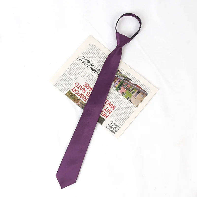 New Unisex Solid Necktie Zipper Tie 6cm Casual for Man Women Gravatas Skinny Slim Mens Party Wedding Shirt Accessories Corbatas