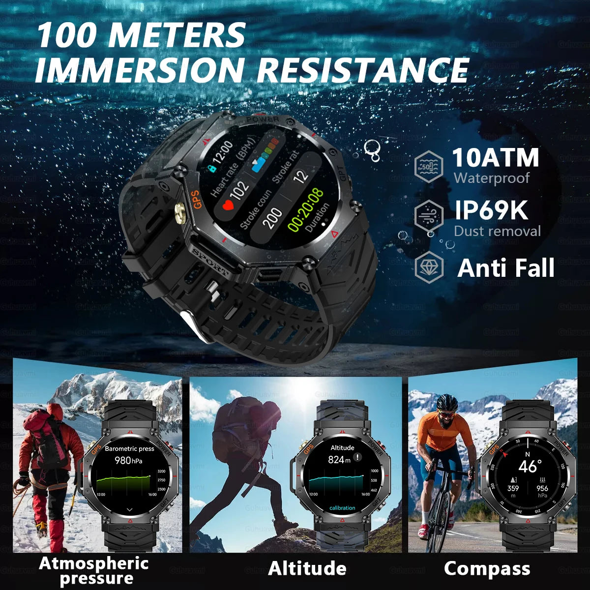 T-Rex 3 Ultra Smart Watch – 10ATM Waterproof GPS Military Sports Watch for Men