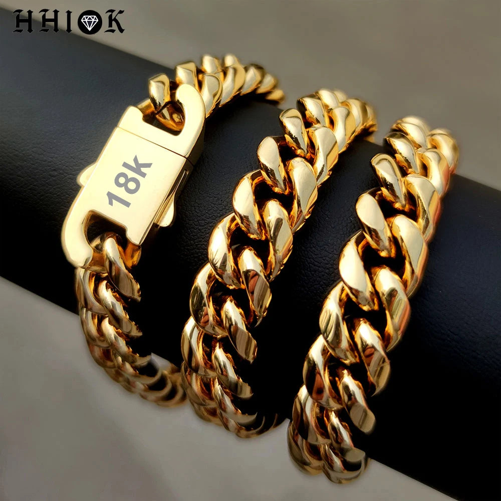 Cuban Link Chain & Bracelet – 316L Stainless Steel Hip-Hop Jewelry for Men & Women