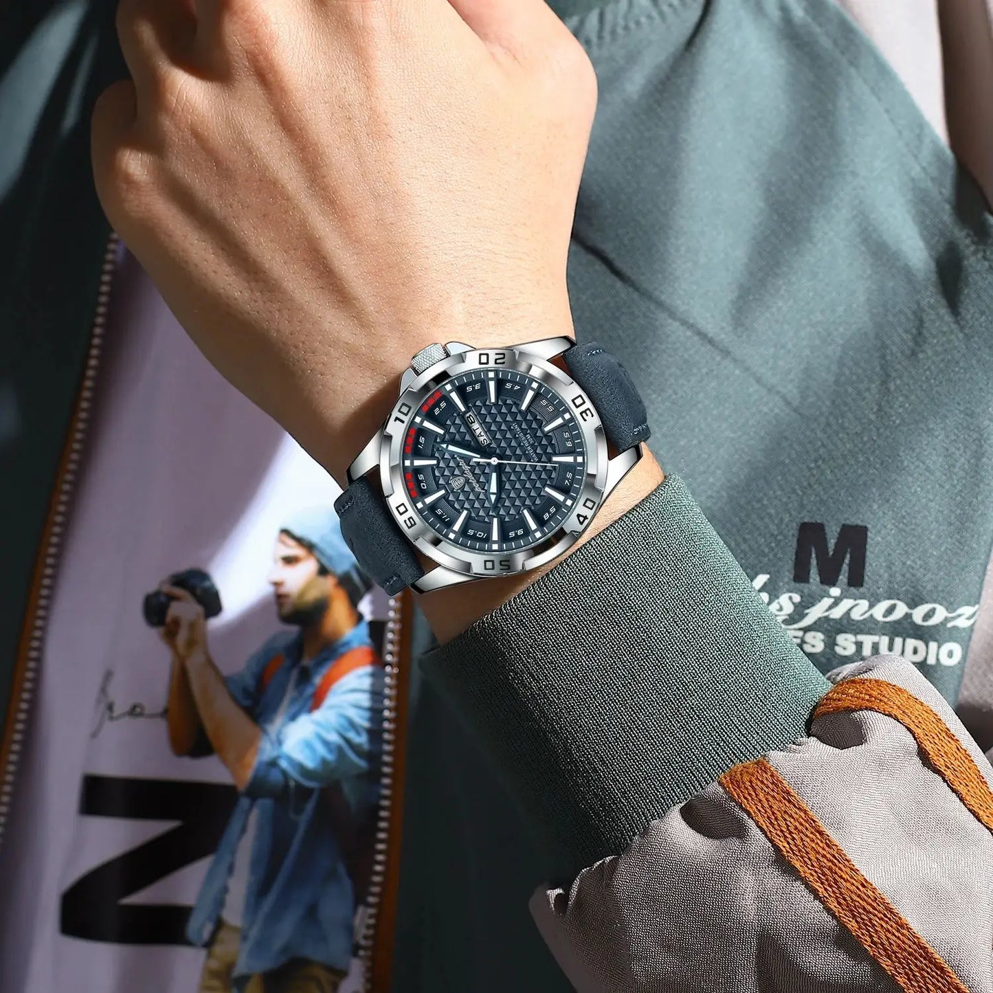 POEDAGAR Men’s Watch – Luxury Waterproof Luminous Quartz Sports Wristwatch