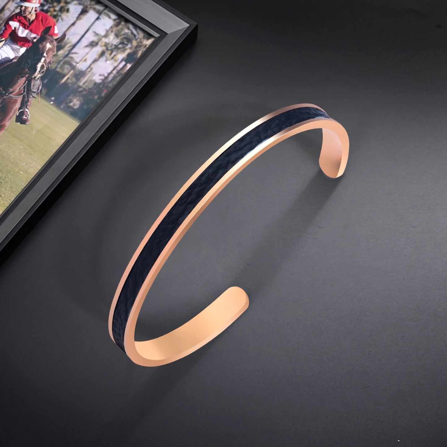 Minimalist Cuff Bangle For Men Black Man Bracelets On Hand Adjustable Stainless Steel PU Leather Men Fashion Jewelry Trendy Gift