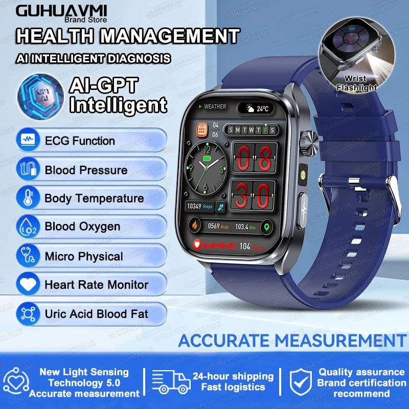 ECG Smart Watch for Men – Heart Health & Blood Pressure Monitor with BT Call