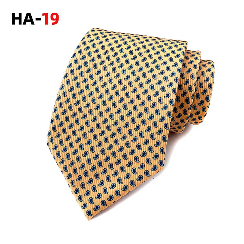 Men Tie 8cm Silk Tie For Man Luxury Vintage Design Print Necktie Cravat For Shirt Suit Wedding Party Stripe Cravats Silk Feeling