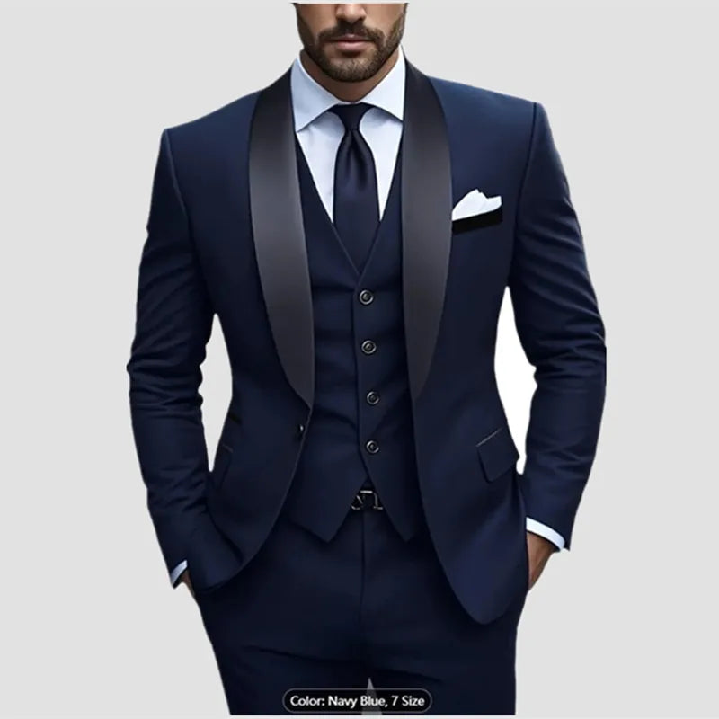 Men Formal Slim Fit Tuxedo Prom Suit Male Groom Wedding Blazers High Quality Groomsman Luxury Dress Business Banquet Party Suit