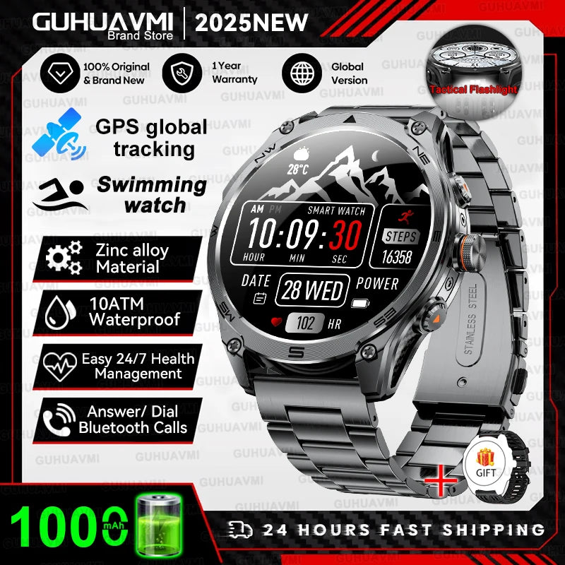 Military Smart Watch for Men – 10ATM Waterproof GPS Tactical Sports Watch