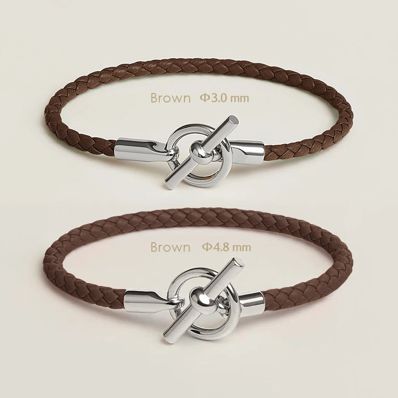 MOONLIGHT Classic OT Lock Genuine Leather Bracelets for Women Couples Bracelet Female Man Jewelry Gift Fashion Accessories