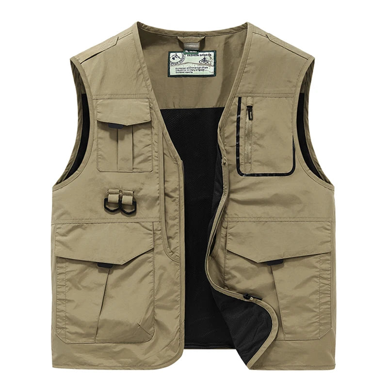 Men Cargo Vest – Multi-Pocket Sleeveless Jacket for Outdoor Fishing