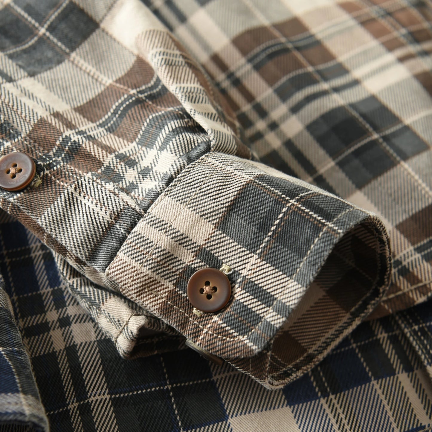 100% cotton vintage wash plaid shirt Men's spring and autumn casual long-sleeved shirt jacket