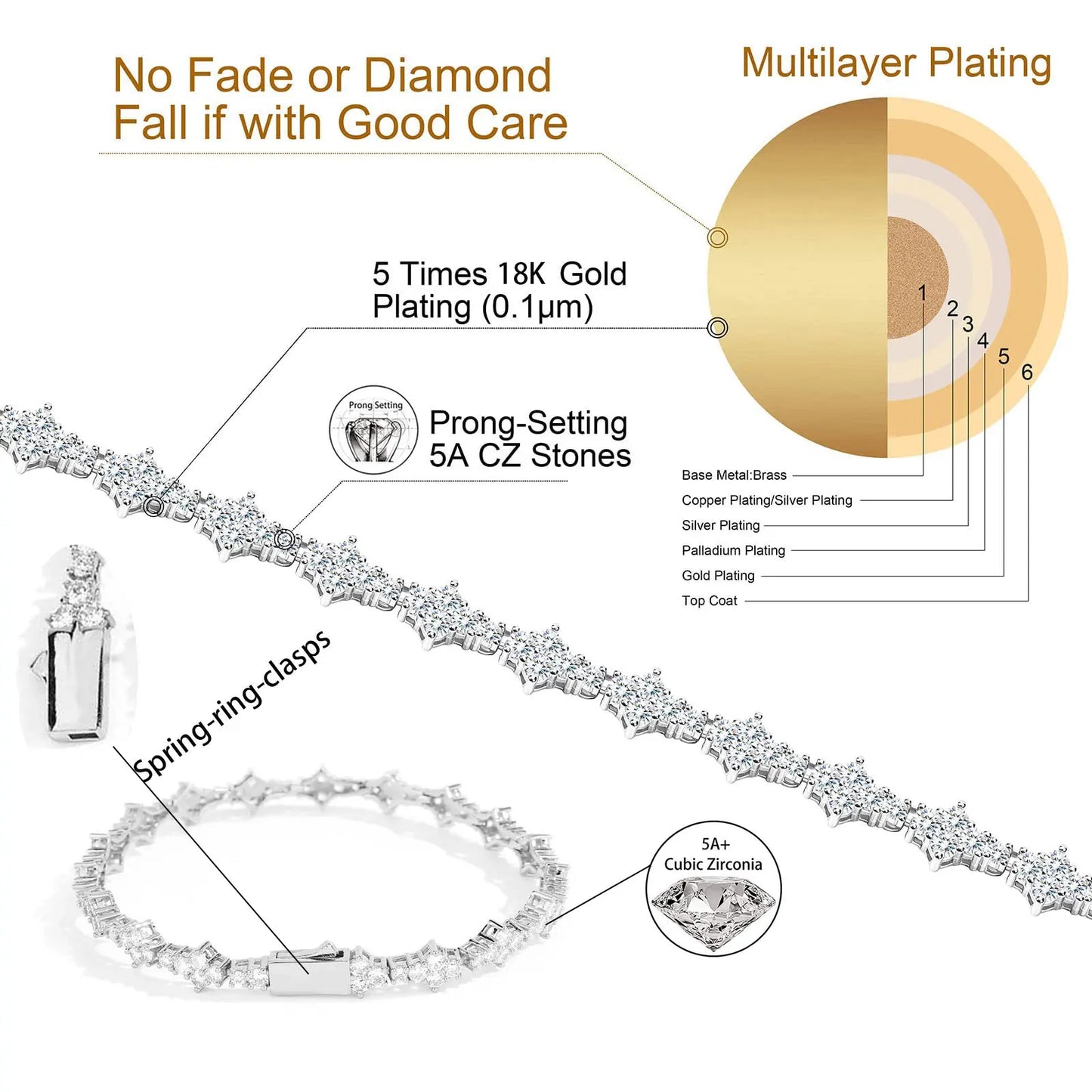 أساور تنس مرصعة بالزركونيا المكعبة، أساور متعددة الطبقات، عصرية للرجال والنساء