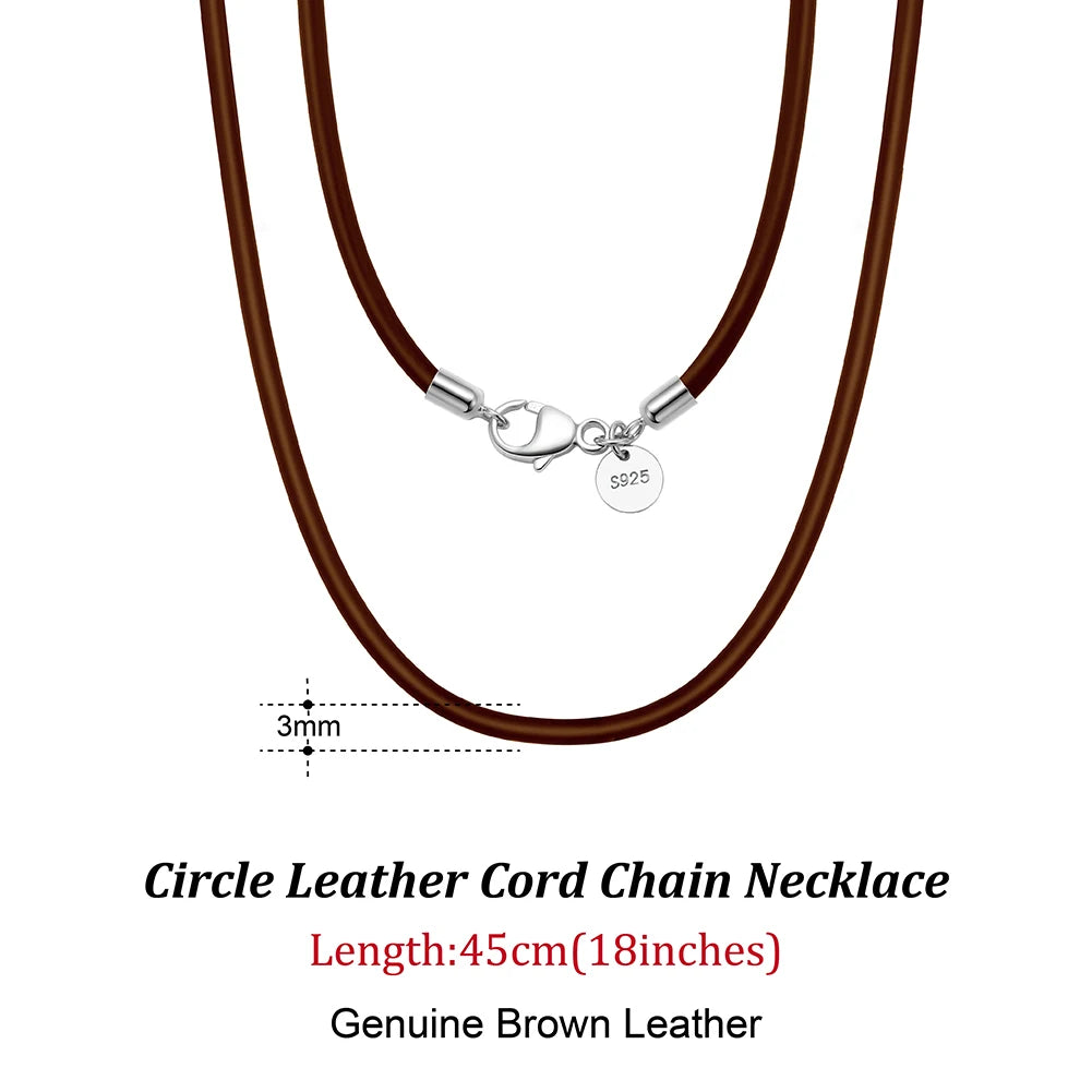 قلادة Rinntin المصنوعة من الجلد البني الإيطالي الأصلي مقاس 2 مم للنساء والرجال بمشبك من الفضة الإسترلينية 925، مجوهرات عصرية SC62