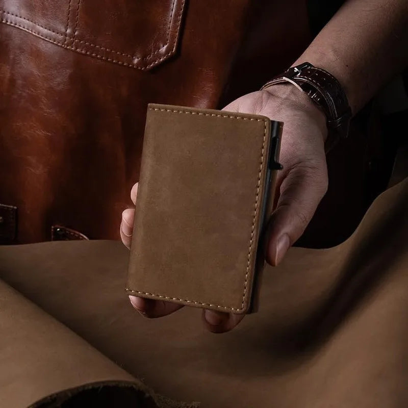 Men’s RFID Wallet – Ultra-Thin Trifold with Zipper Coin Pocket – Anti-Theft Card Holder for Daily Use