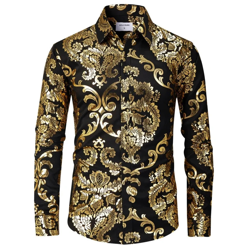 Luxury Baroque 3D Print Formal Wear Shirt Men Casual Button Shirts Comfortable Long Sleeve Male Multicolor Clothes Tops
