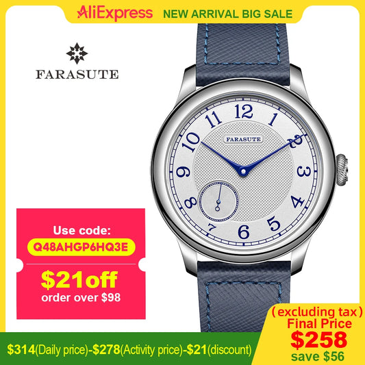 FARASUTE Mechanical Men’s Watch – Vintage Salmon Dial Manual Wind with Bonklip Bracelet