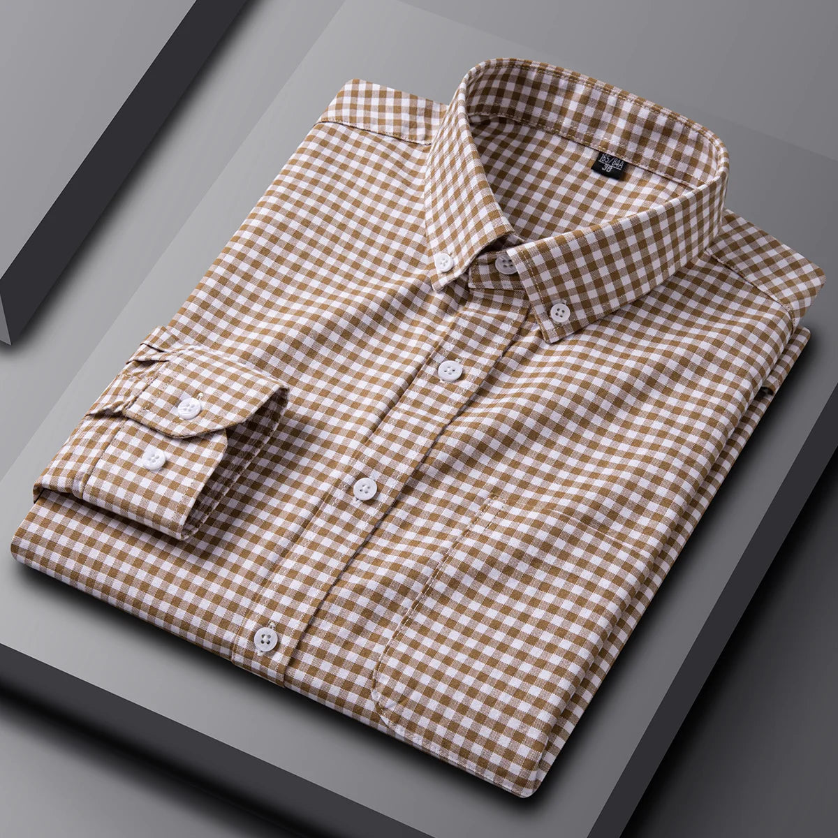 New in shirt 100%cotton oxford plaid long sleeve shirts for man slim fit formal plain shirt soft striped casual elegant clothes