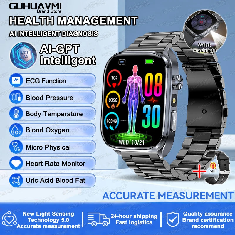 ECG Smart Watch for Men – Heart Health & Blood Pressure Monitor with BT Call