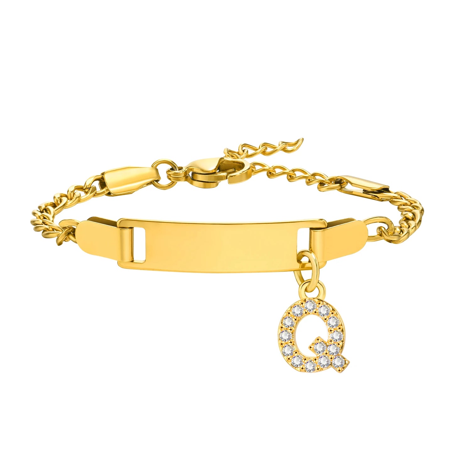 Personalized Name Bracelet With Initials for Boy Girl, Free Engraving Date ID Wristband Birthday Gift