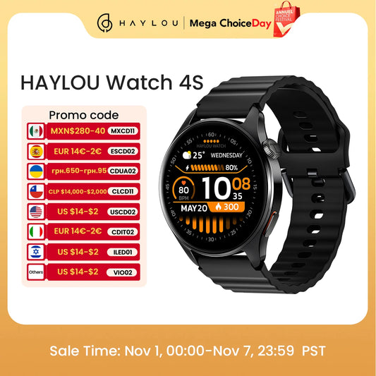 HAYLOU Watch 4S GPS Smartwatch 1.43” HD AMOLED Display 5 Satellite GPS Positioning 120+ Workout Modes Sport Fitness Smart Watch