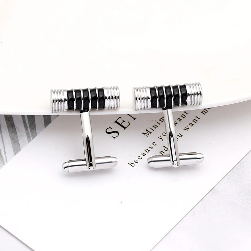 Personality Brass Thread Cylinder Cufflinks Blue Black Enamel Sleeve Button For Men's Shirt Suit Jewlery Accessories