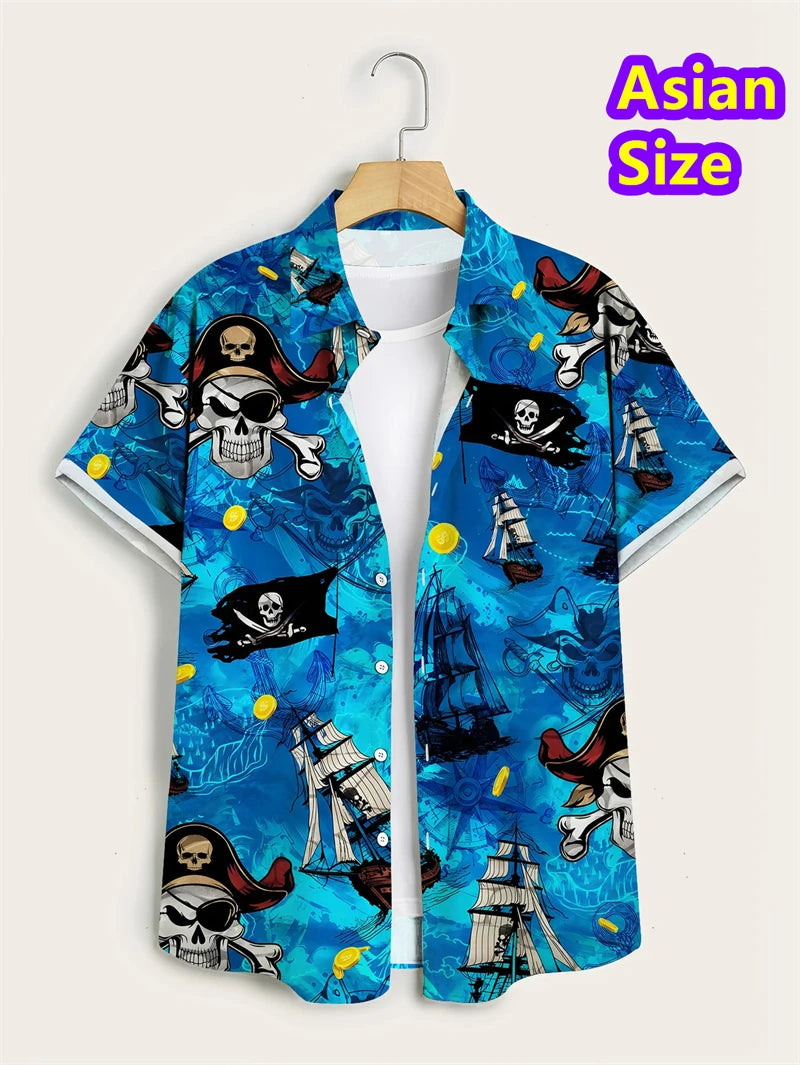 Hawaiian Shirt Man Streetwear Car Beer 3d Print Graphic Street Beach Men's Shirt Casual Short Sleeves Button-down Shirt Man Top