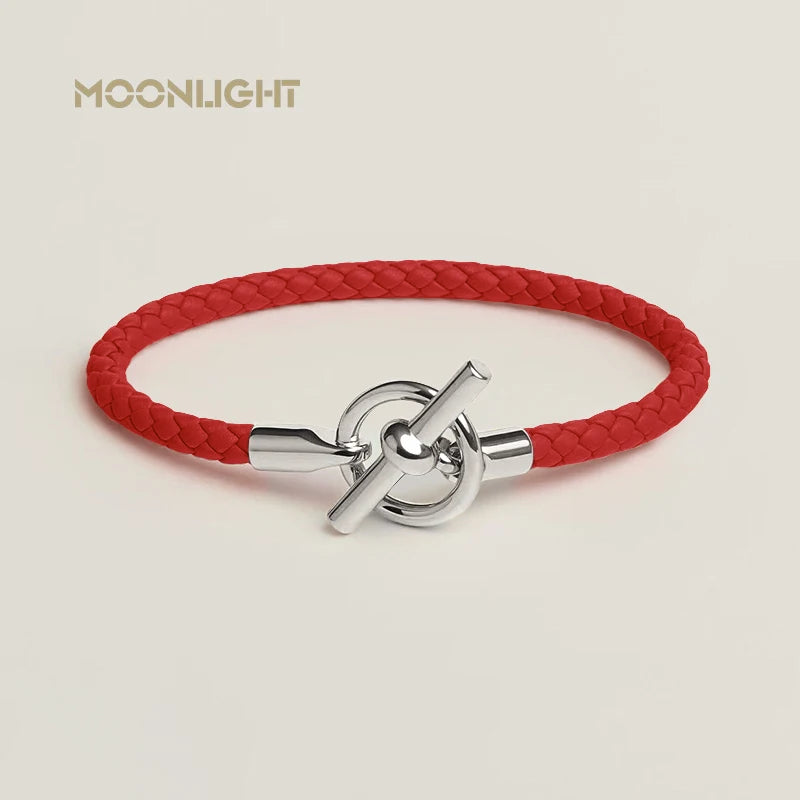 MOONLIGHT Classic OT Lock Genuine Leather Bracelets for Women Couples Bracelet Female Man Jewelry Gift Fashion Accessories