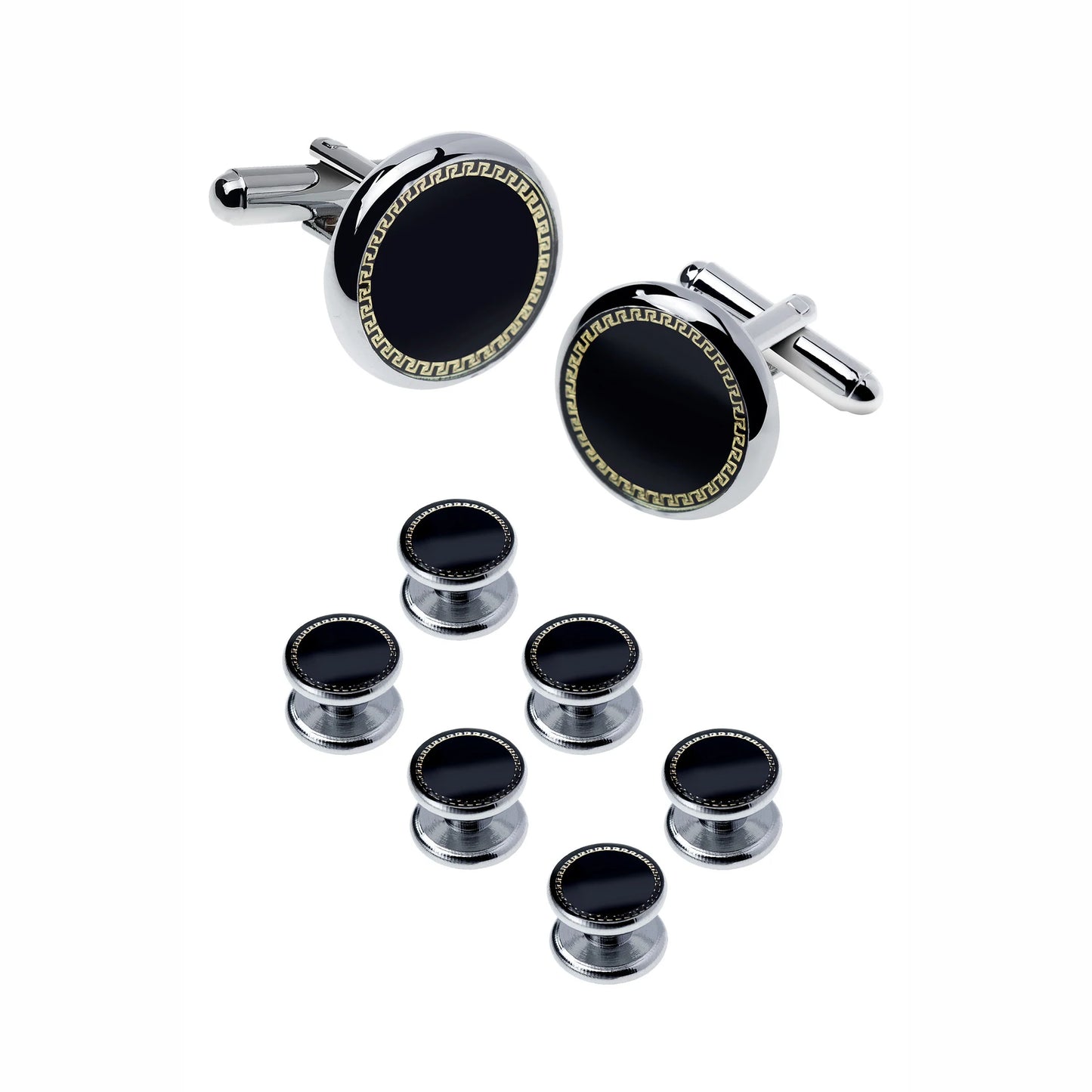 Mens Cufflinks and Studs Set for Tuxedo Shirts Business Wedding Party Cuff Links Classic Accessories Tie Clasp Collar Clips Gift