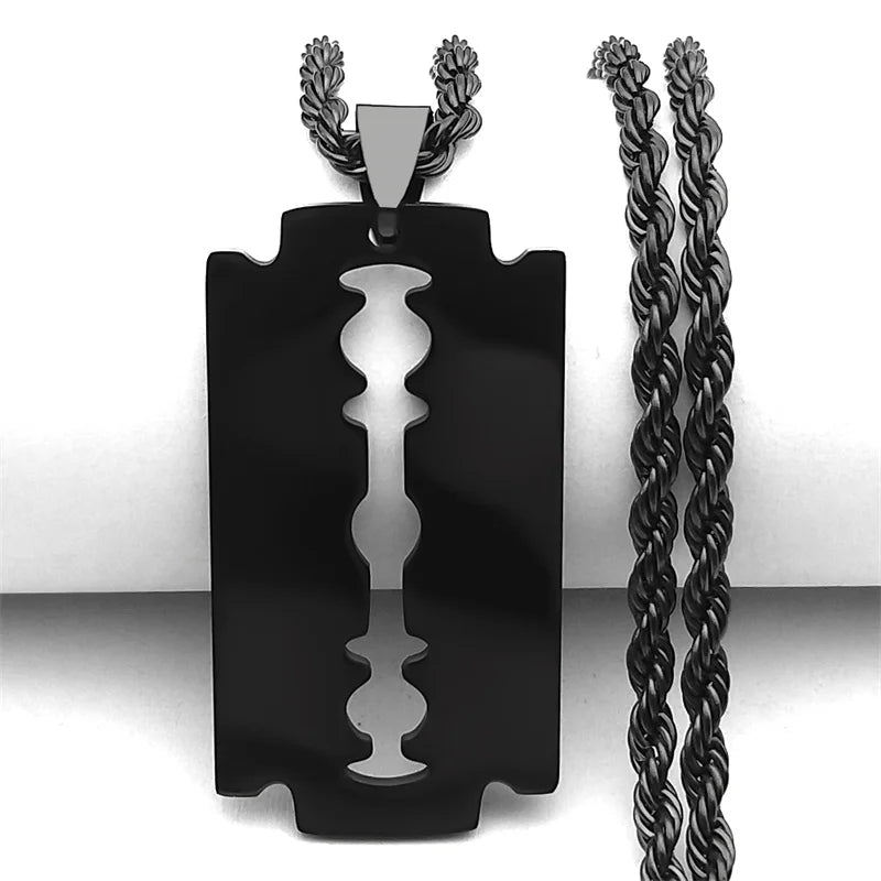 Blade Pendant Necklace – Gold Stainless Steel Chain for Men & Women