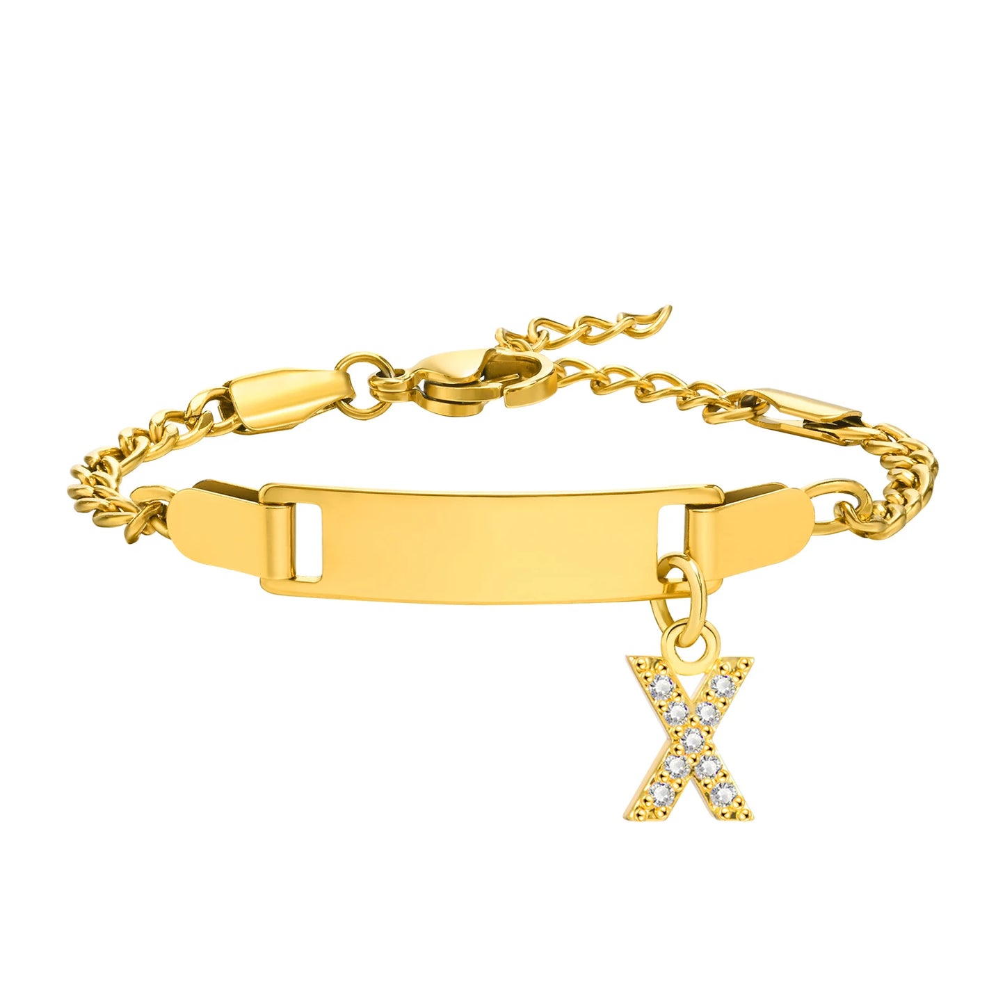 Personalized Name Bracelet With Initials for Boy Girl, Free Engraving Date ID Wristband Birthday Gift