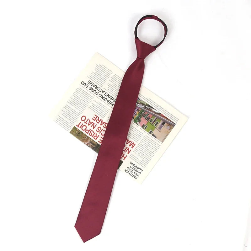 New Unisex Solid Necktie Zipper Tie 6cm Casual for Man Women Gravatas Skinny Slim Mens Party Wedding Shirt Accessories Corbatas