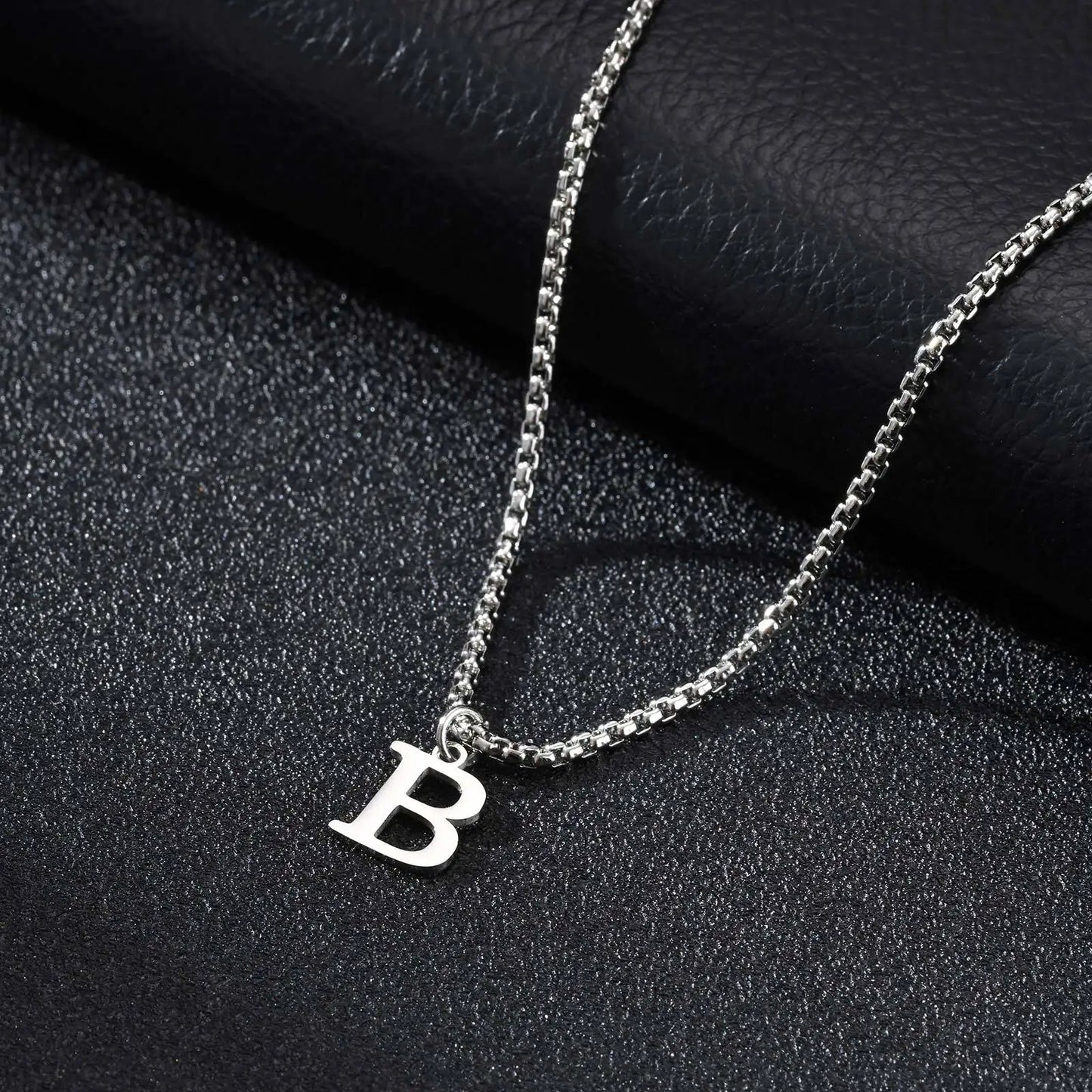 Vnox Simple A-Z Letter Necklace for Men, Waterproof Stainless Steel 26 Letters Pendant Necklace，Men’s Minimal Initial Necklace