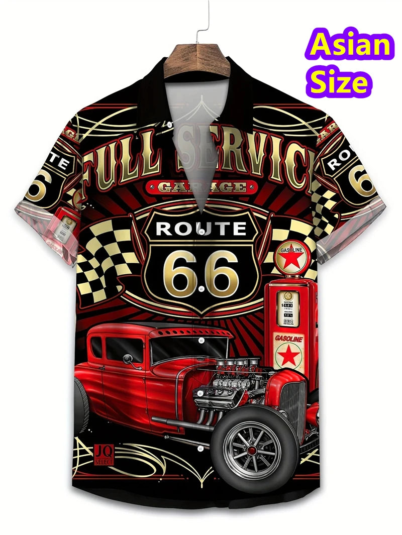 Hawaiian Shirt Man Streetwear Car Beer 3d Print Graphic Street Beach Men's Shirt Casual Short Sleeves Button-down Shirt Man Top