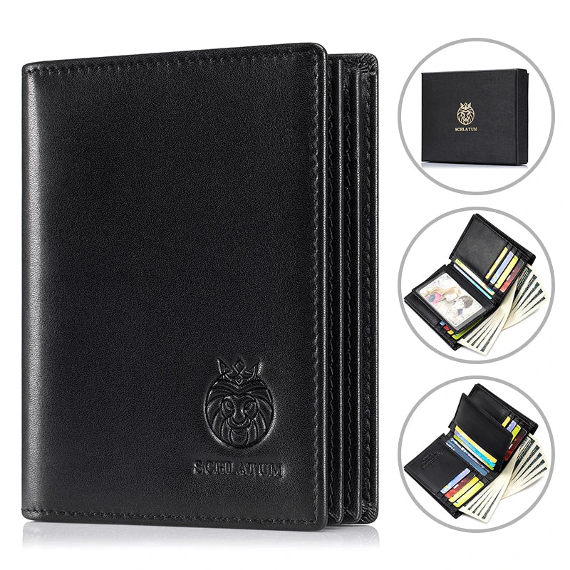 Men’s Leather Wallet – RFID Blocking Bifold with Large Capacity & ID Window – Casual Everyday Use