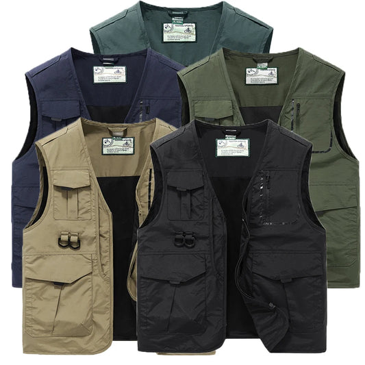 Men Cargo Vest – Multi-Pocket Sleeveless Jacket for Outdoor Fishing