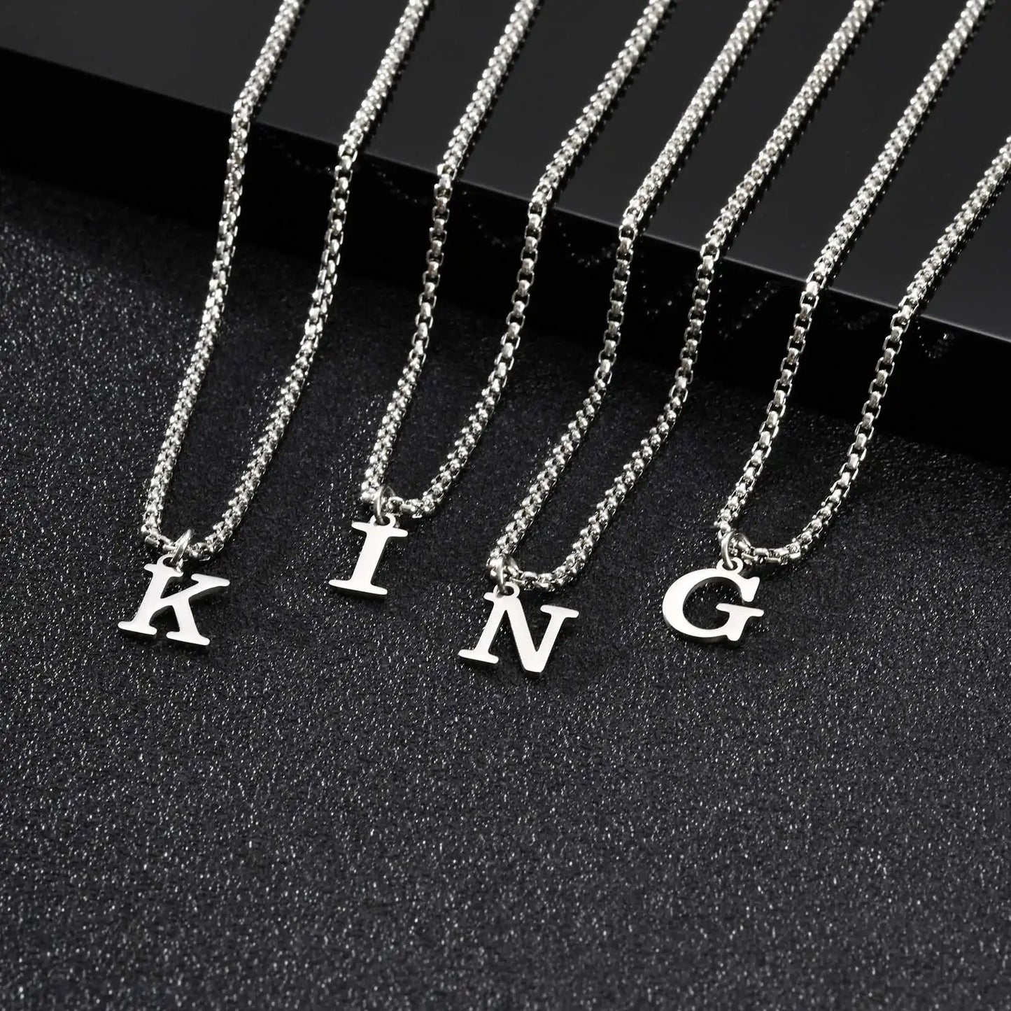 Vnox Simple A-Z Letter Necklace for Men, Waterproof Stainless Steel 26 Letters Pendant Necklace，Men’s Minimal Initial Necklace