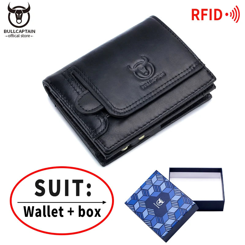 Men’s Leather Wallet – RFID Blocking Genuine Leather Bifold with Coin Pocket – Multifunction Card Case for Daily Use