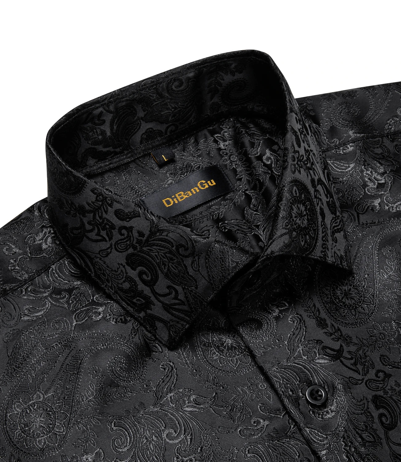 Men's Long Sleeve Black Paisley Silk Dress Shirts Casual Tuxedo Social Shirt Luxury Designer Men Clothing