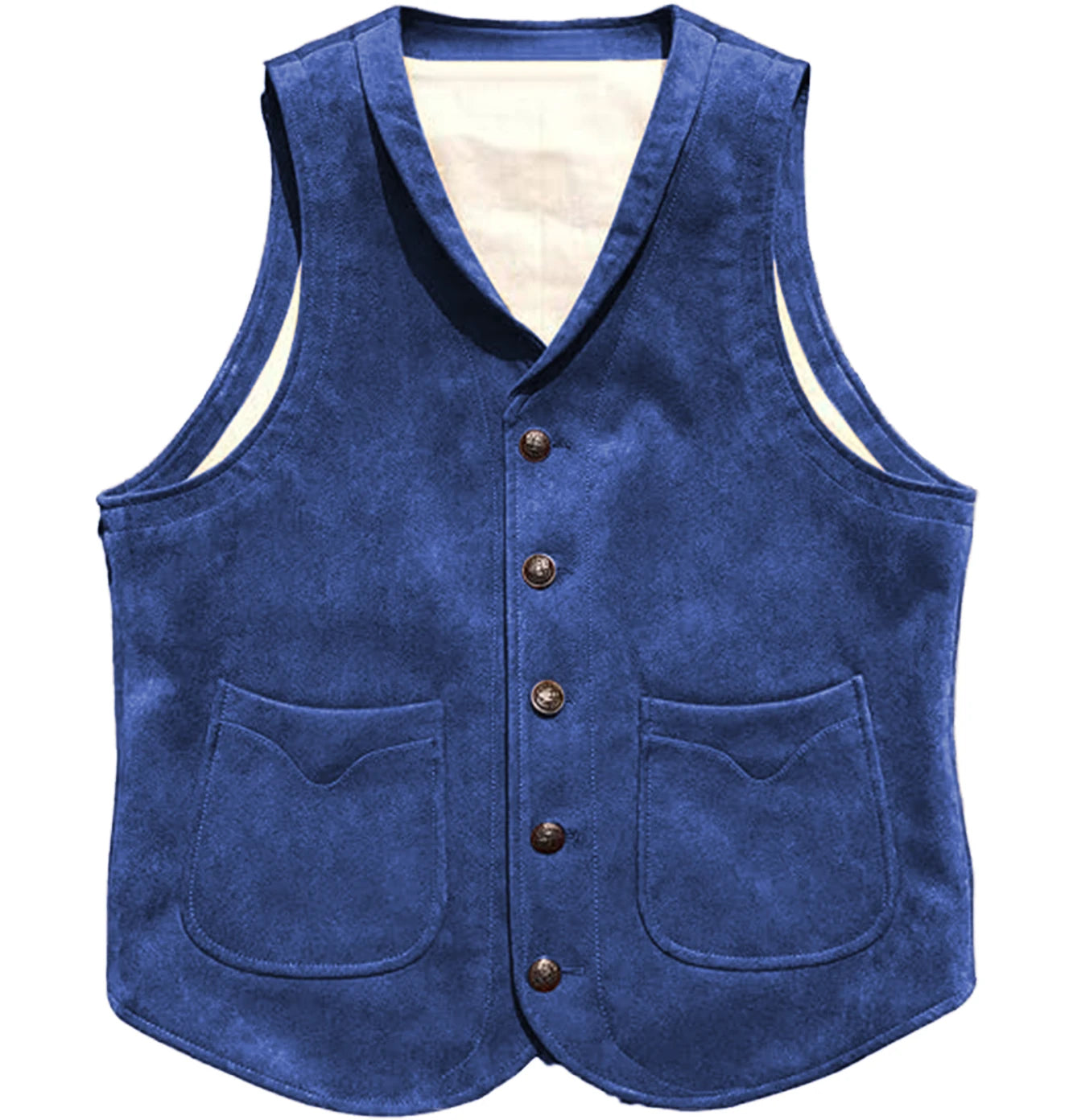 Men's Suede Leather Vest Cowhide Waistcoat Man Western Cowboy Vests with Pockets