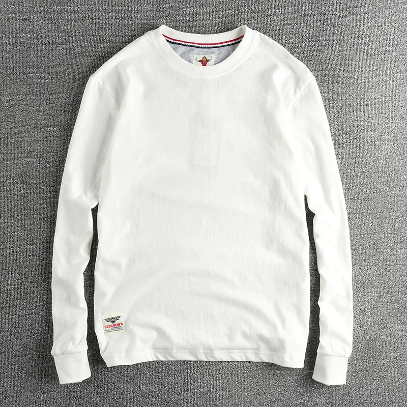 Men’s Woolen Cotton Long Sleeve T-Shirt – Retro Autumn Style