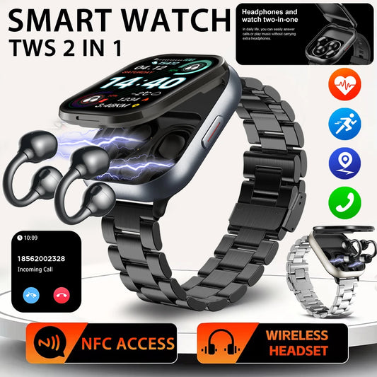 D9 2 in 1 Smart Watch With Earbuds Smartwatch TWS Bluetooth Earphone Heart Rate Blood Pressure Monitor Sport Watch Fitness Watch