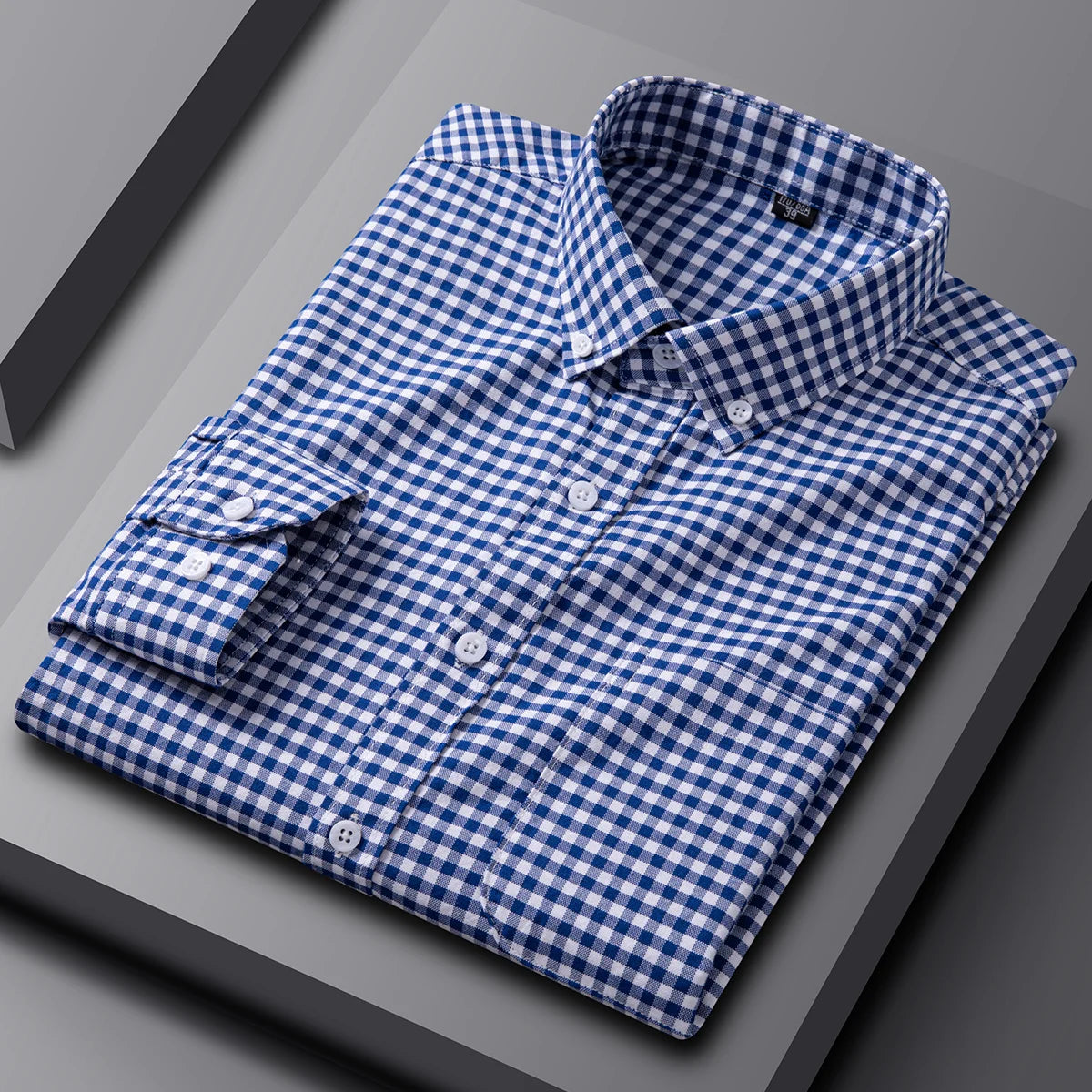 New in shirt 100%cotton oxford plaid long sleeve shirts for man slim fit formal plain shirt soft striped casual elegant clothes