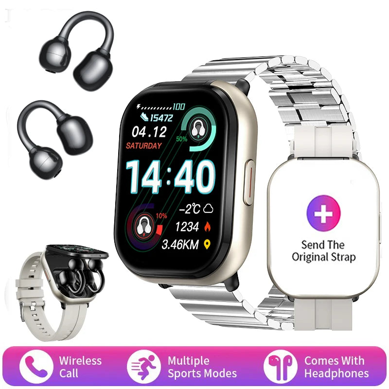 D9 2 in 1 Smart Watch With Earbuds Smartwatch TWS Bluetooth Earphone Heart Rate Blood Pressure Monitor Sport Watch Fitness Watch