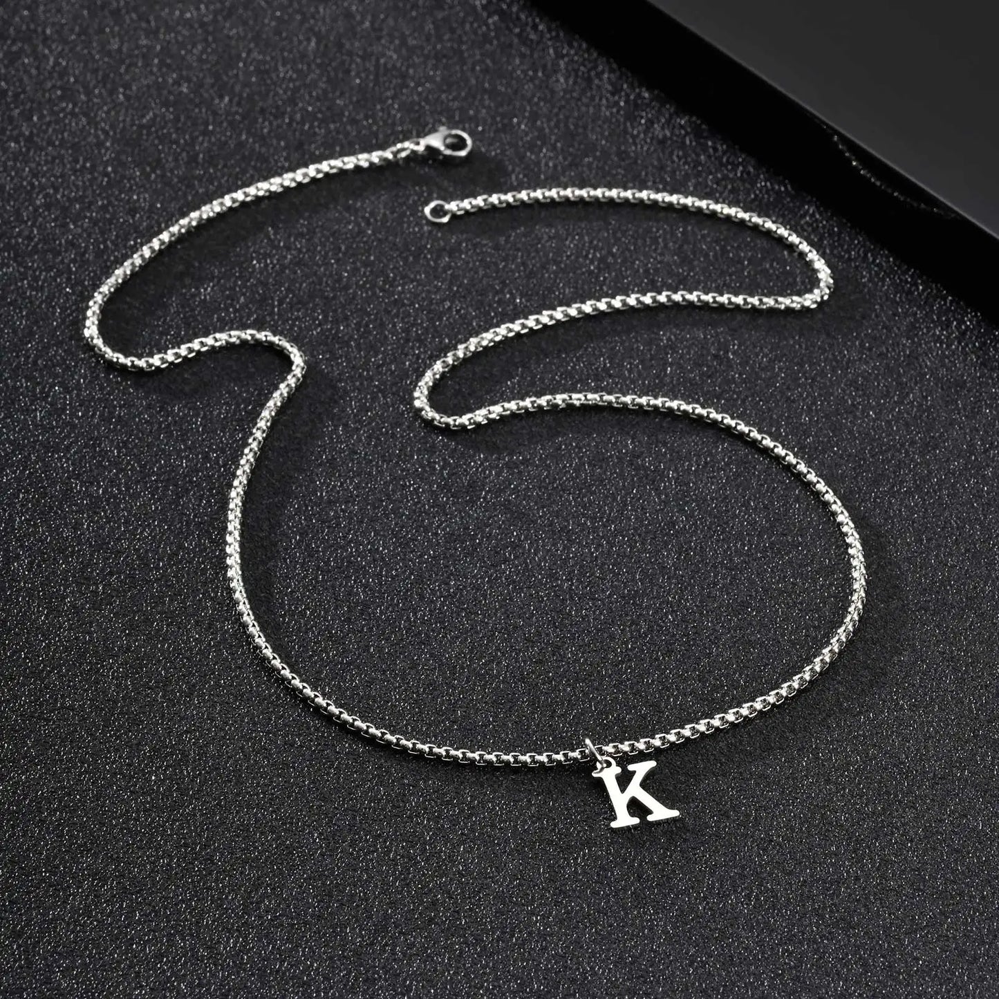 Vnox Simple A-Z Letter Necklace for Men, Waterproof Stainless Steel 26 Letters Pendant Necklace，Men’s Minimal Initial Necklace