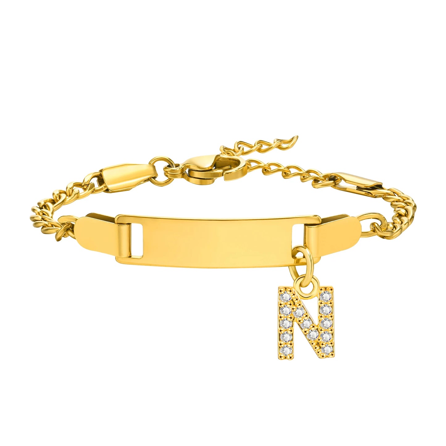 Personalized Name Bracelet With Initials for Boy Girl, Free Engraving Date ID Wristband Birthday Gift