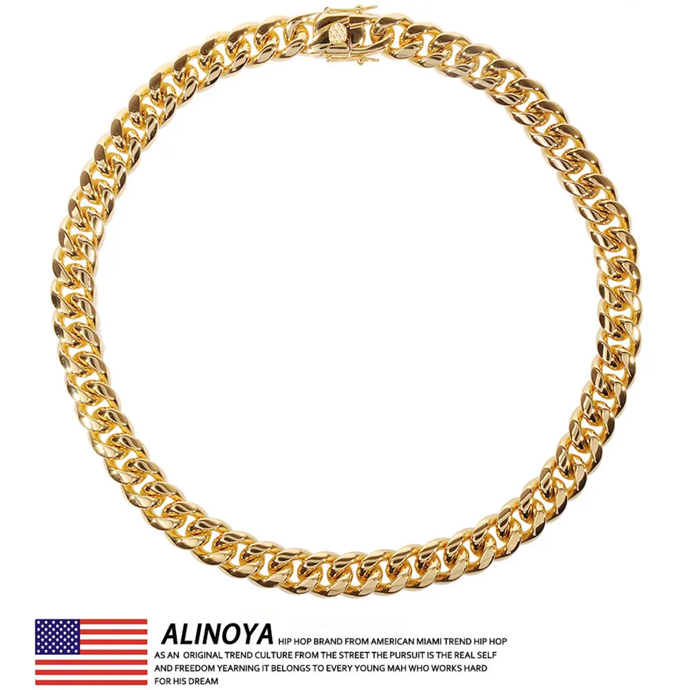 Men’s Cuban Link Chain – 316L Stainless Steel Gold Necklace Gift